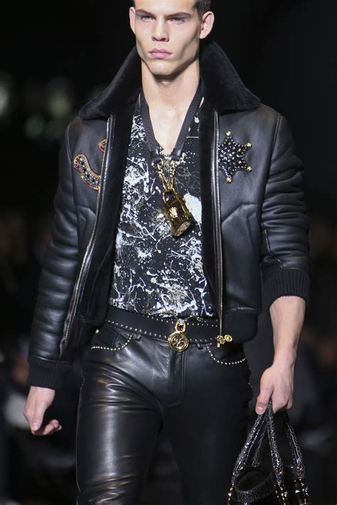 versace leather jacket with green and white|Versace leather jacket men's.